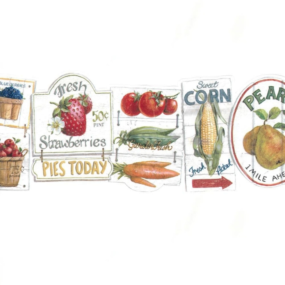 Wallpaper Border Produce Farmers Market Signs